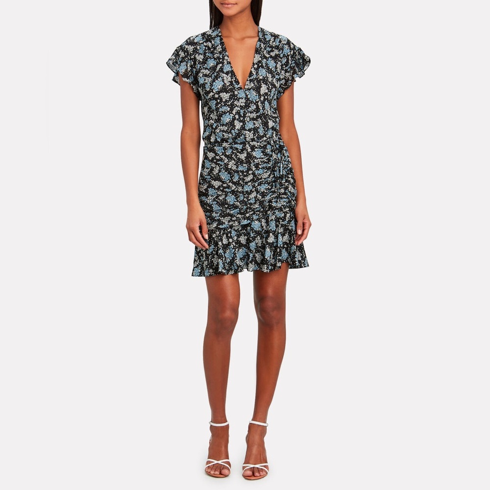 VERONICA BEARD Marla Ruched Silk Floral Dress, Size 0